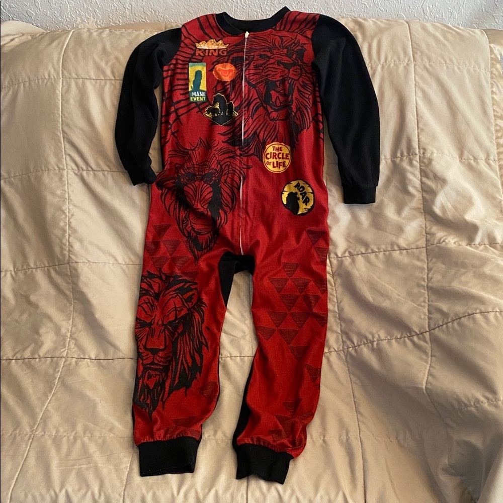 Disney Lion King One Piece Zip Front Boys Pajamas Size 6-7